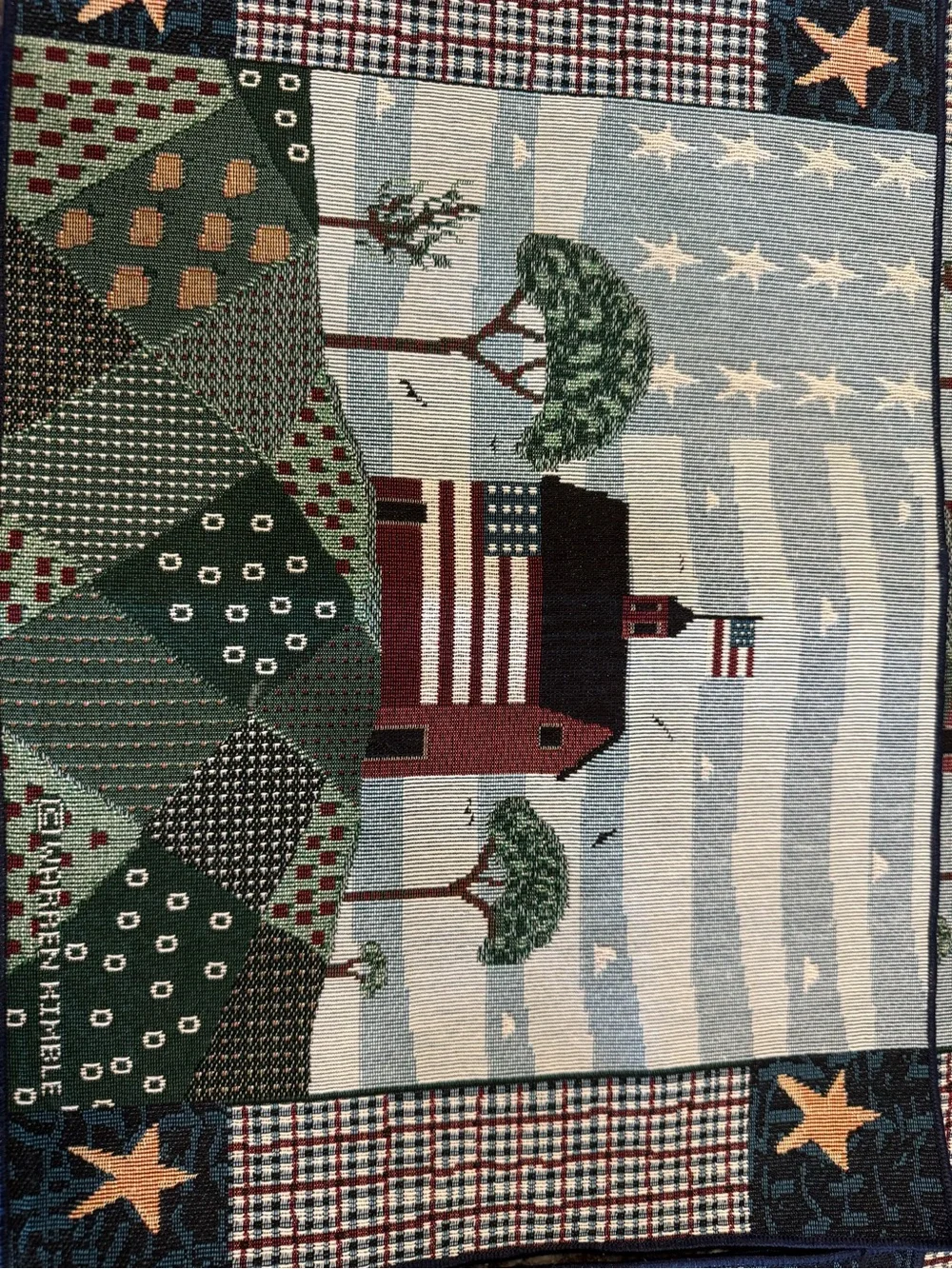 Warren Kimble Set 4 Americana Barn Flag Tapestry Placemats Made in USA